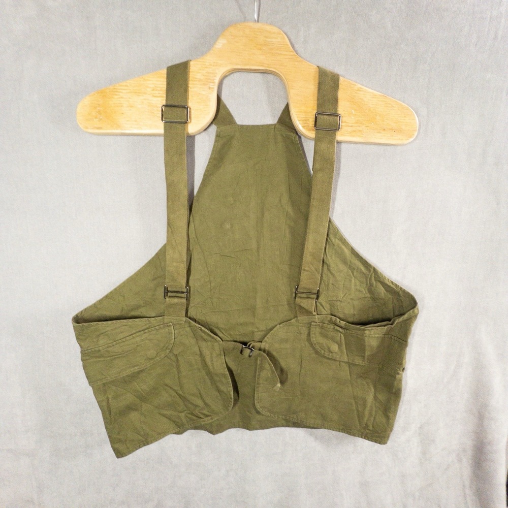 Vtg Hanks Green Overall Fishing Vest Mens Large Outdoors Hunting Fly Fishing
